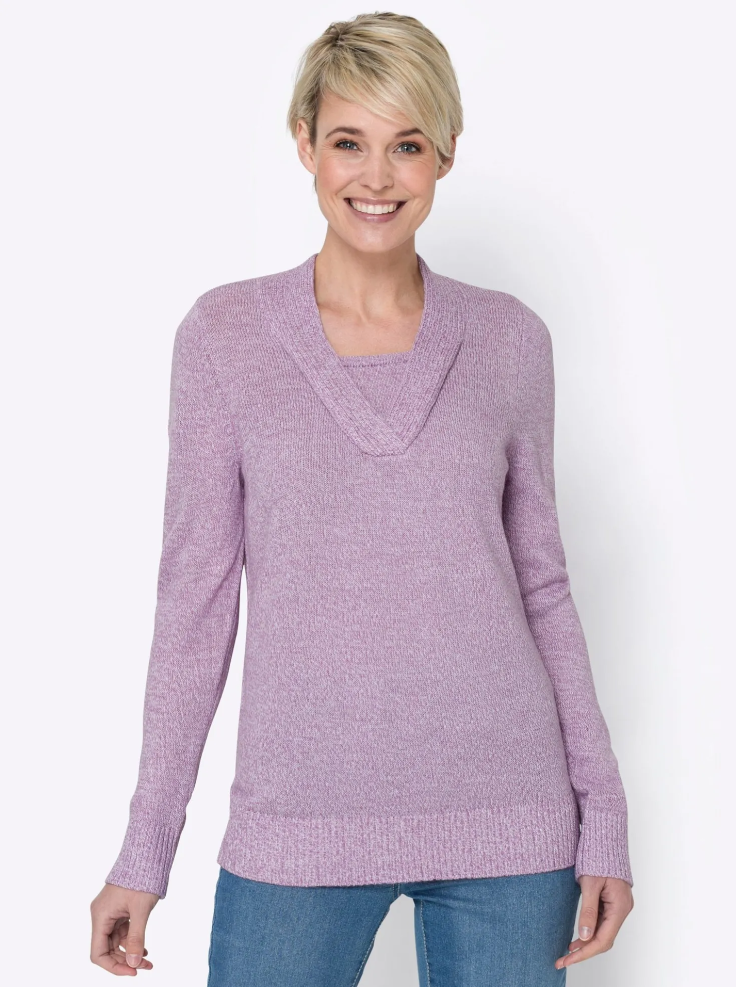 2-in-1-Pullover in Melange-Optik
