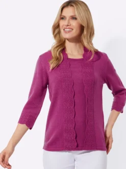 2-in-1-Pullover mit Ajour-Muster