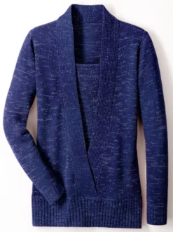 2-in-1-Pullover mit Schalkragen-Optik