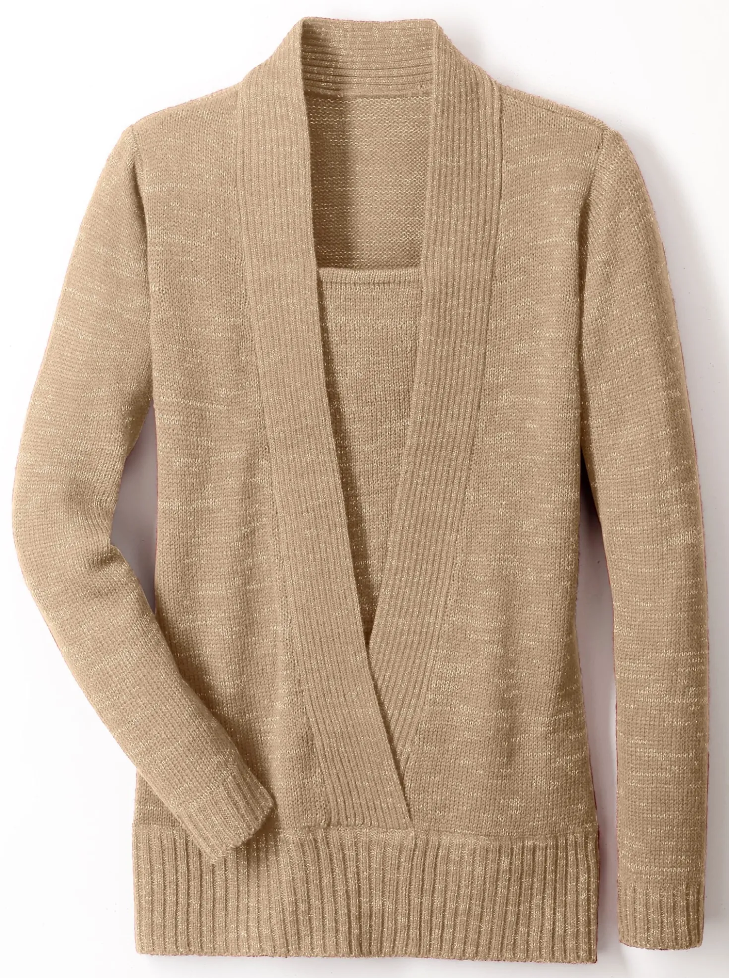 2-in-1-Pullover mit Schalkragen-Optik