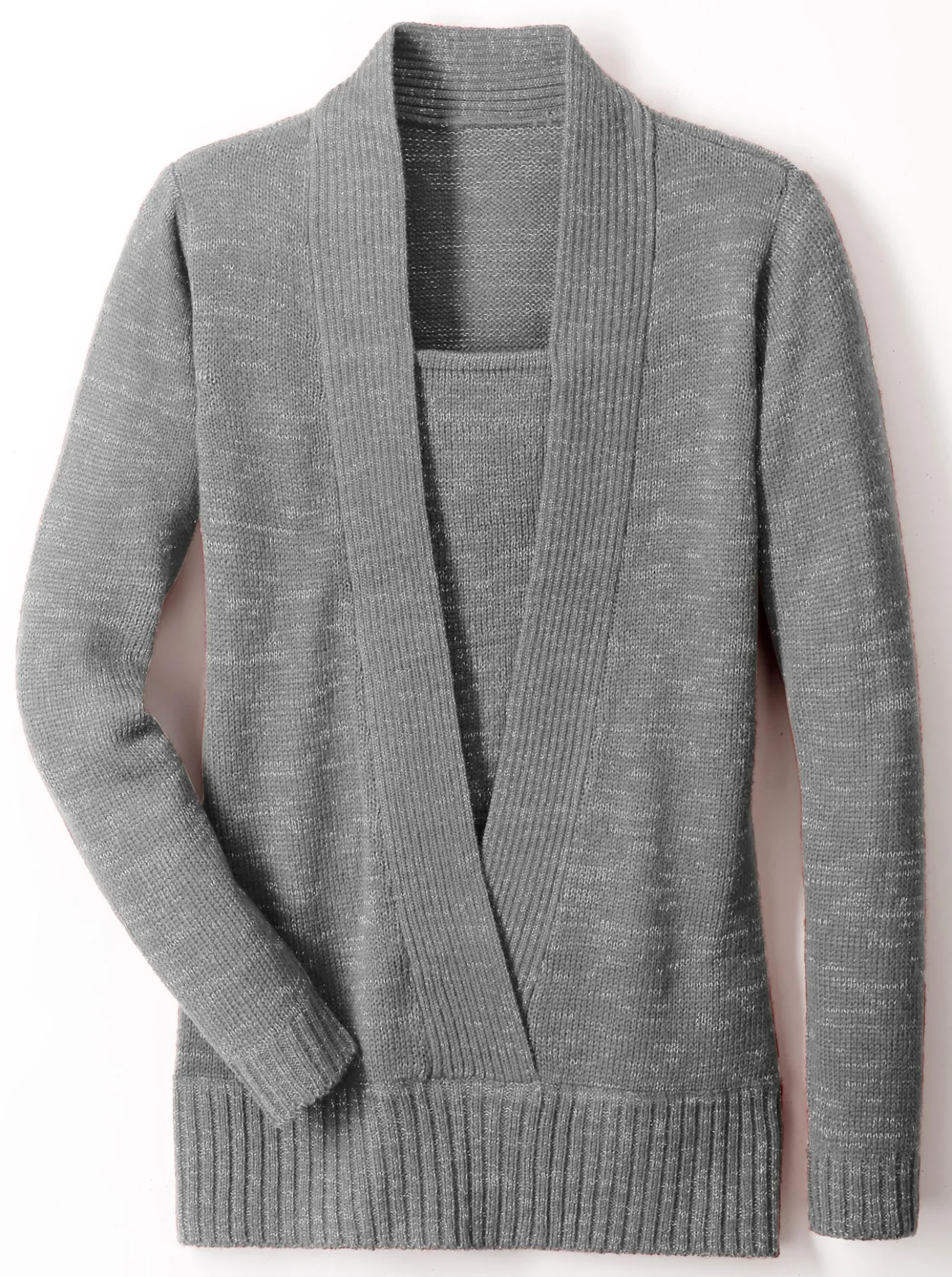 2-in-1-Pullover mit Schalkragen-Optik