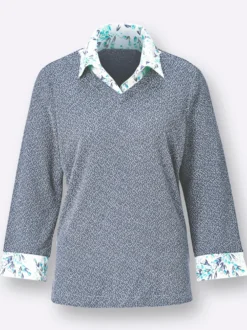 2-in-1-Shirt aus Bouclé, mit Blusenstoff