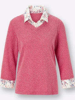 2-in-1-Shirt aus Bouclé, mit Blusenstoff