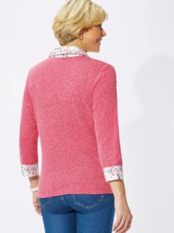 2-in-1-Shirt aus Bouclé, mit Blusenstoff