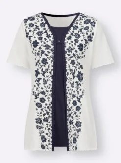 2-in-1-Shirt mit eingenähtem Top, bedruckt