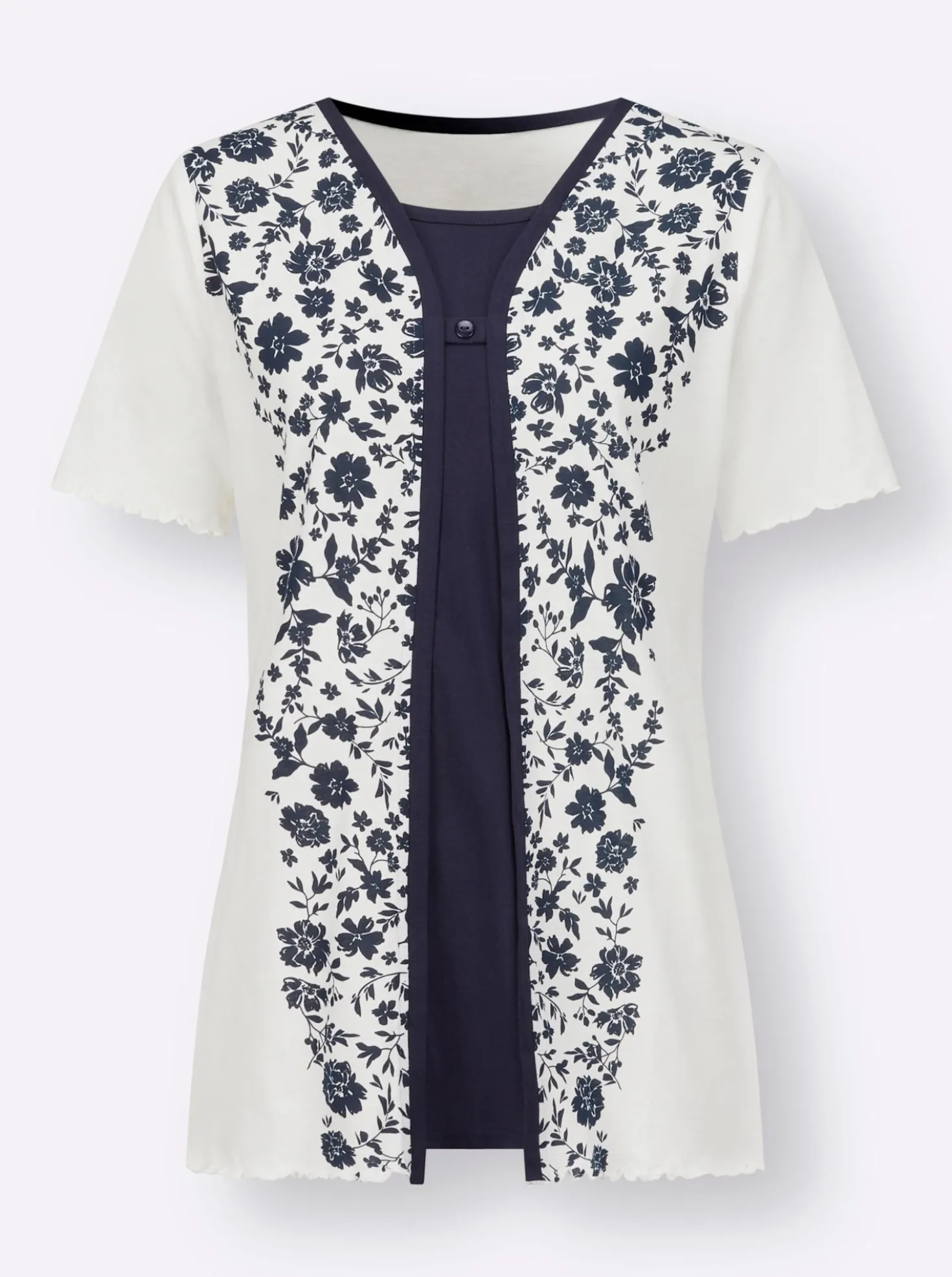 2-in-1-Shirt mit eingenähtem Top, bedruckt