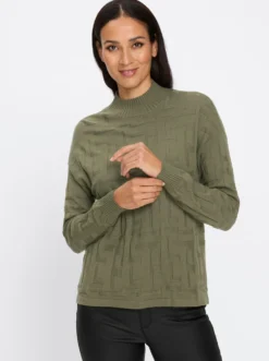 Jacquardpullover in 3-D-Optik gemustert