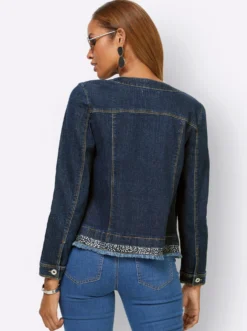 Jeansblazer mit Fransenkanten