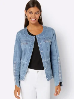 Jeansblazer mit glitzernden Details