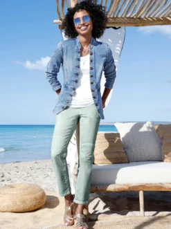 Jeansblazer mit Häkchenverschluss