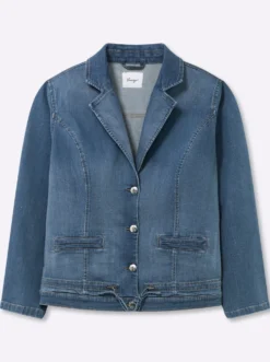 Jeansblazer mit Kordelzug am Saum