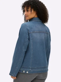 Jeansblazer mit Kordelzug am Saum