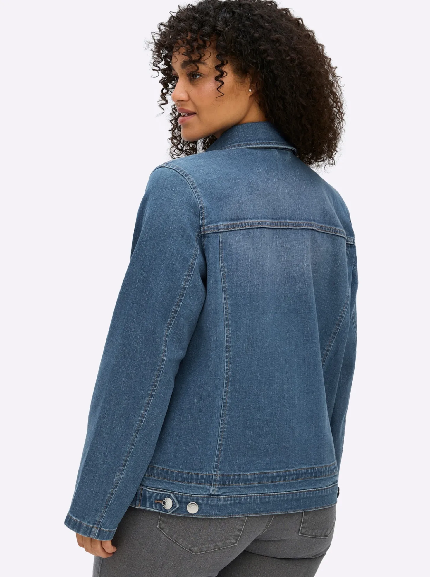 Jeansblazer mit Kordelzug am Saum