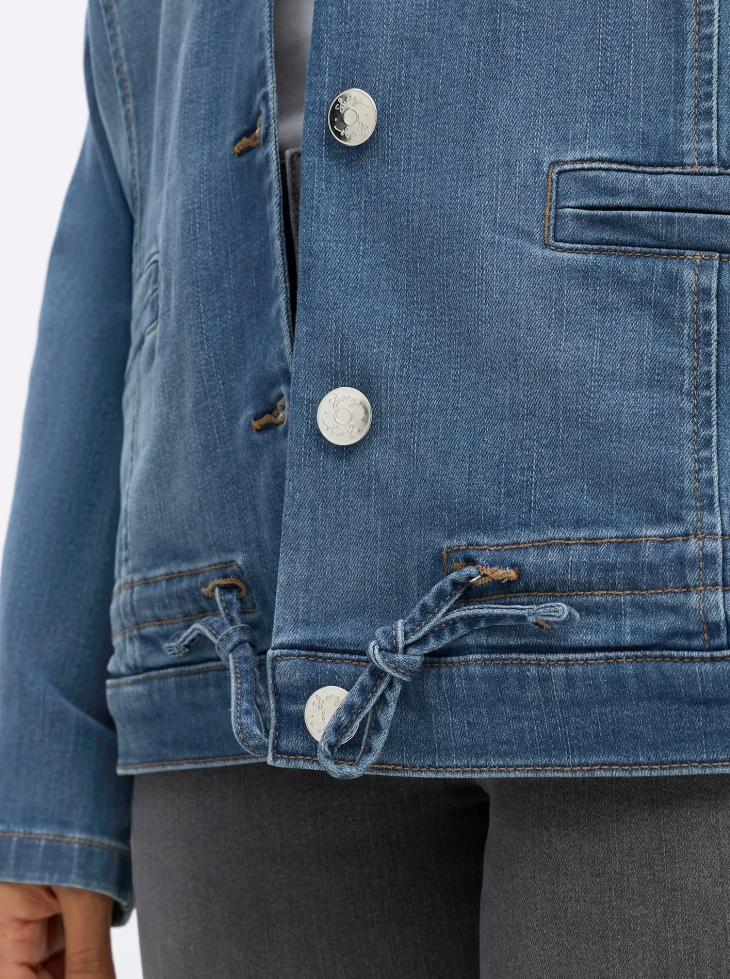 Jeansblazer mit Kordelzug am Saum