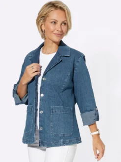 Jeansblazer mit krempelbaren Ärmeln