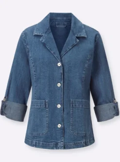 Jeansblazer mit krempelbaren Ärmeln