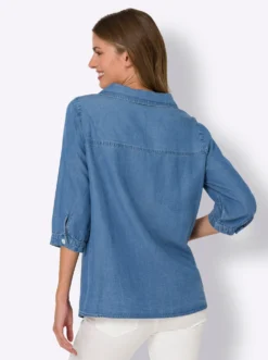 Jeansbluse mit 3/4-Arm