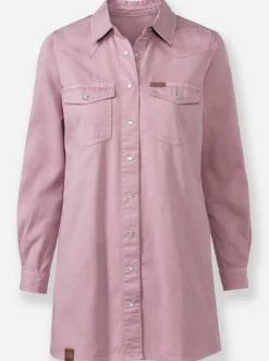 Jeansbluse mit Druckknopfleiste
