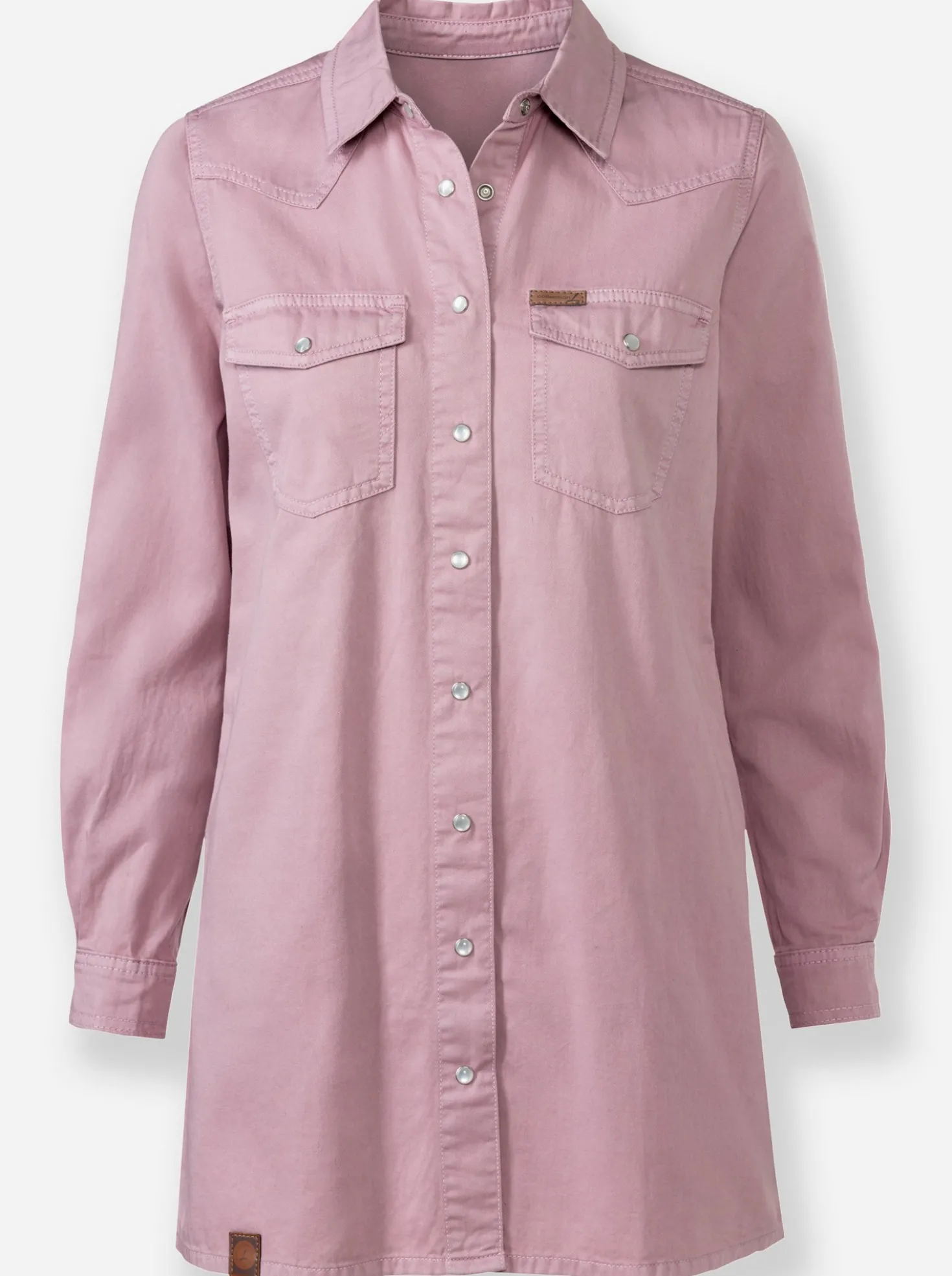 Jeansbluse mit Druckknopfleiste