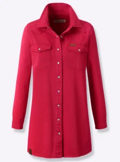 Jeansbluse mit Druckknopfleiste