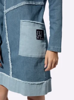 Jeanskleid mit Fransen-Verzierung