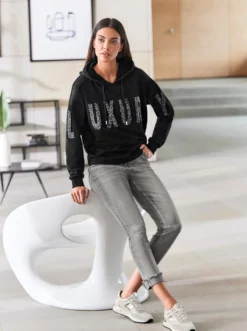 7/8-Jeans mit Beinaufschlag, fixiert