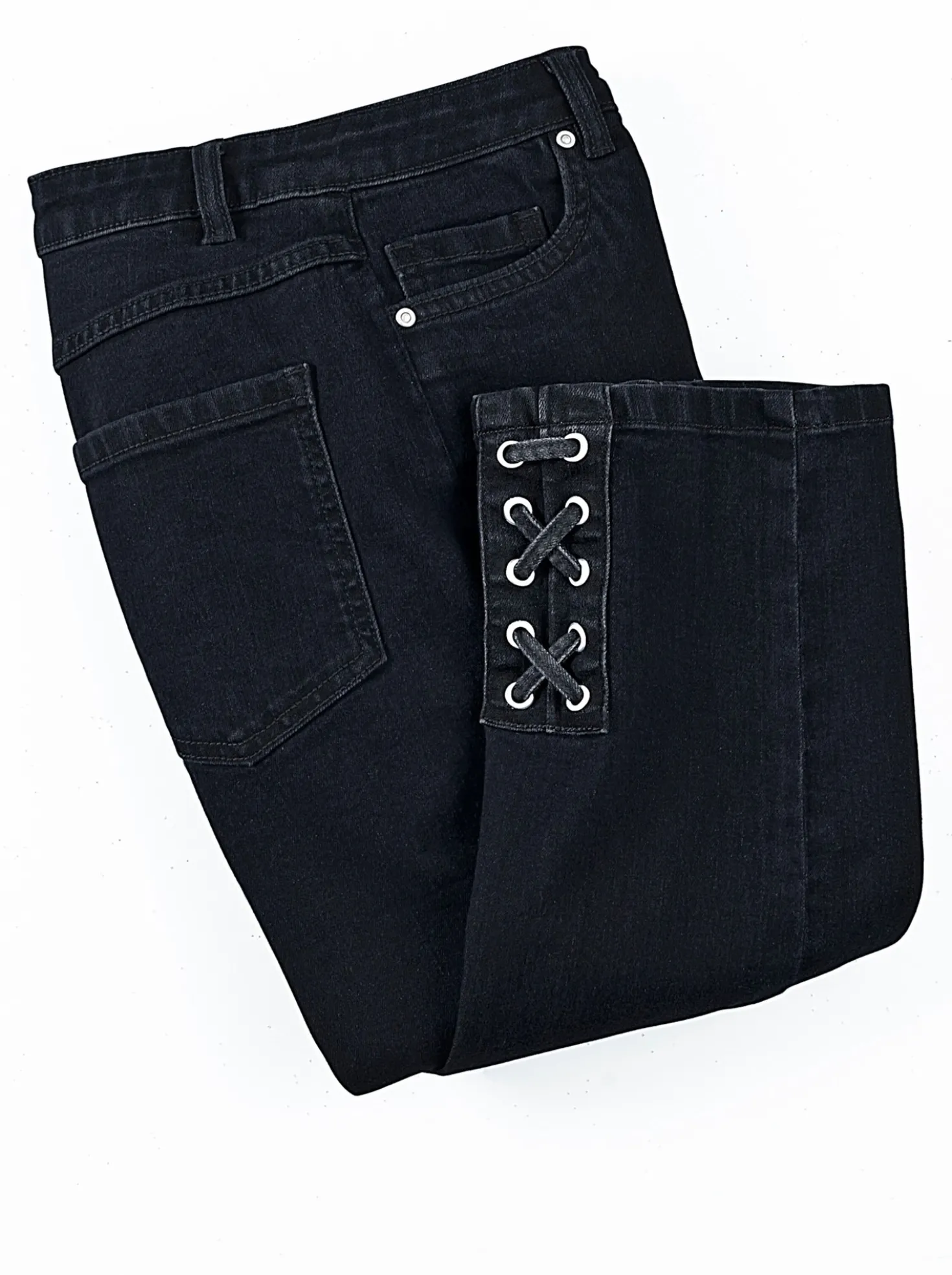 3/4-Jeans mit Bändchen-Verzierung