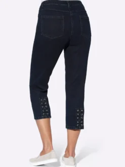 3/4-Jeans mit Bändchen-Verzierung