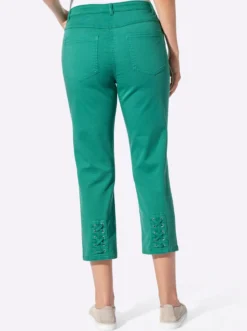 3/4-Jeans mit Bändchen-Verzierung