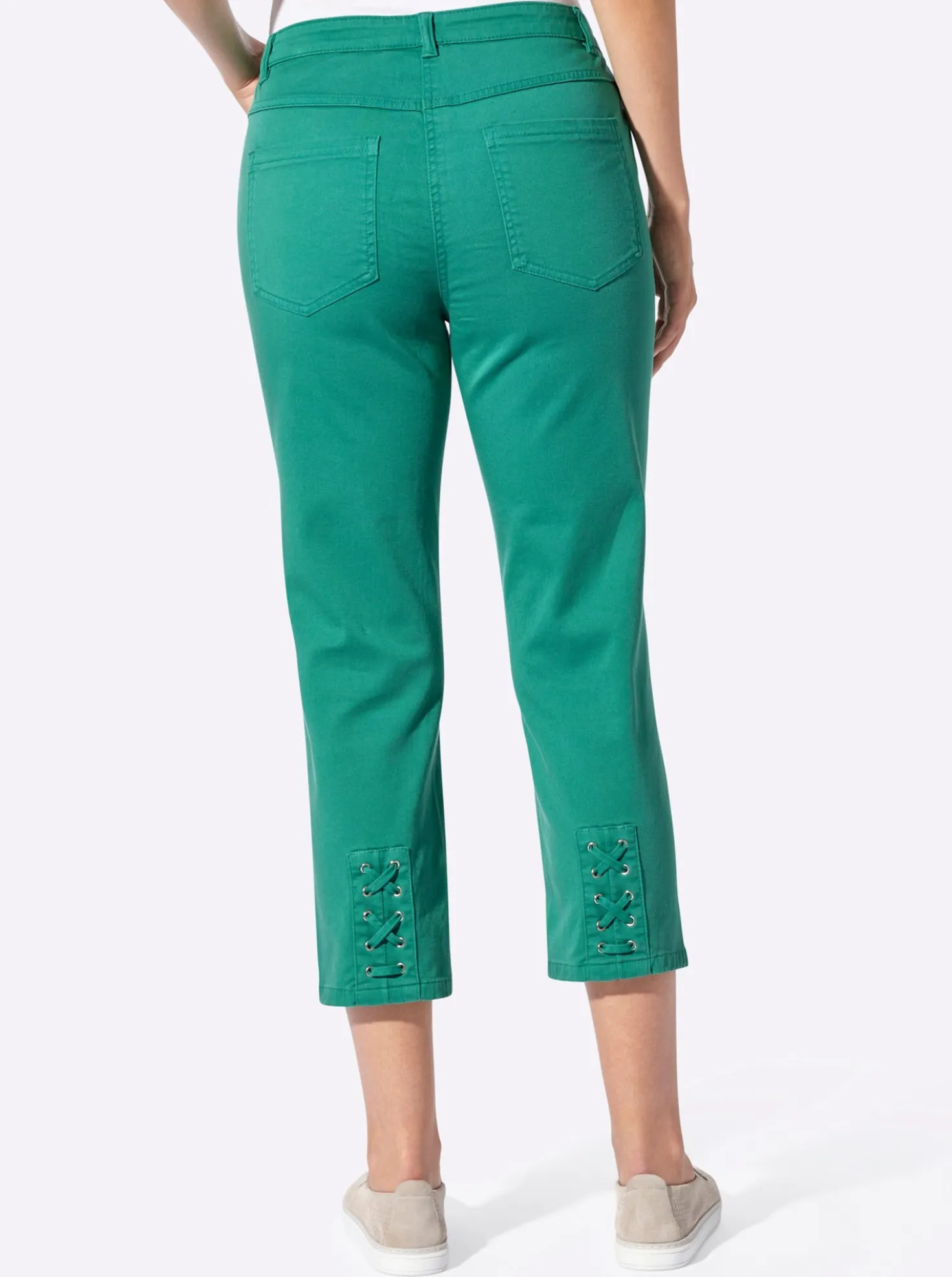 3/4-Jeans mit Bändchen-Verzierung