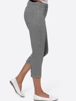 3/4-Jeans mit Bändchen-Verzierung