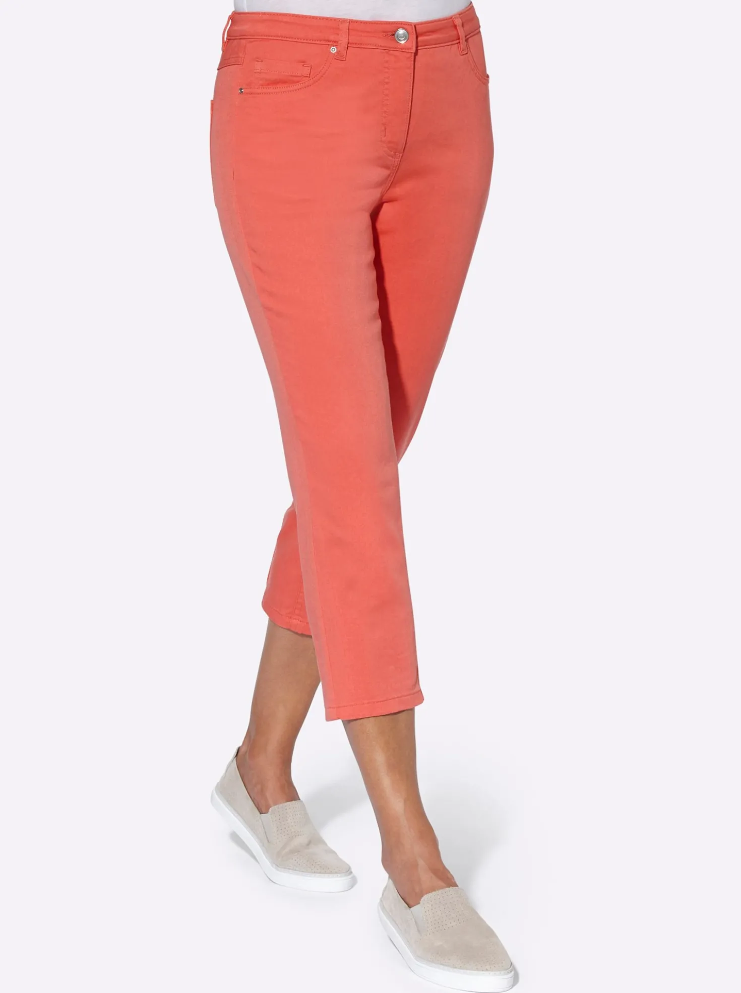 3/4-Jeans mit Bändchen-Verzierung