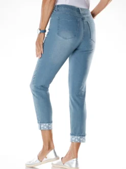 7/8-Jeans mit Schmetterlings-Einsätzen