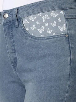 7/8-Jeans mit Schmetterlings-Einsätzen