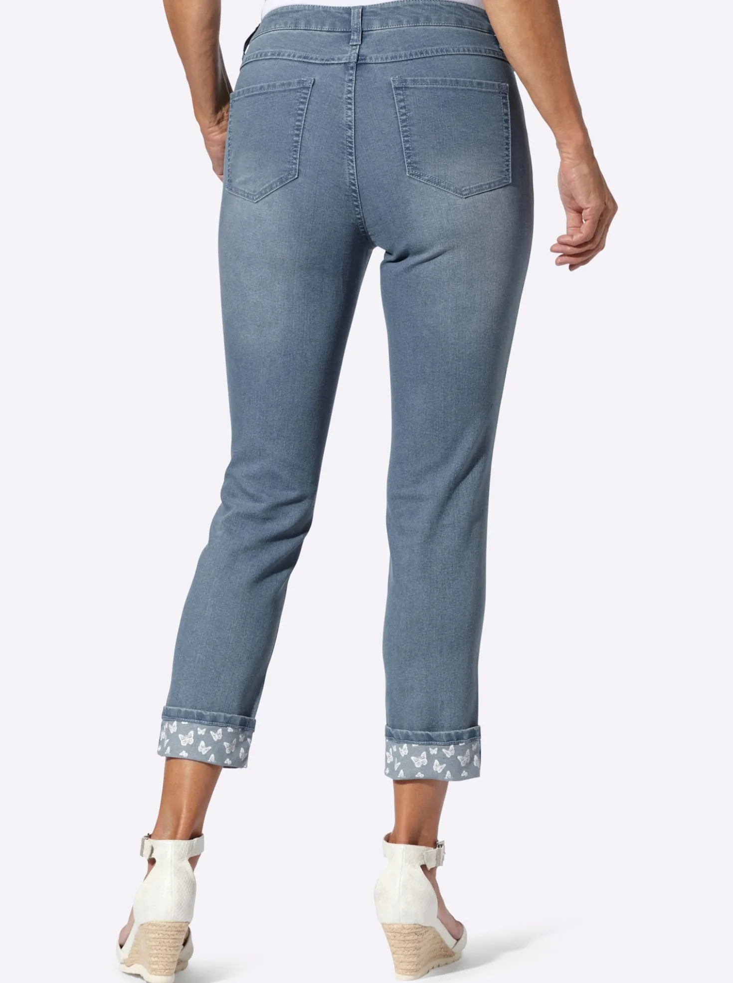 7/8-Jeans mit Schmetterlings-Einsätzen