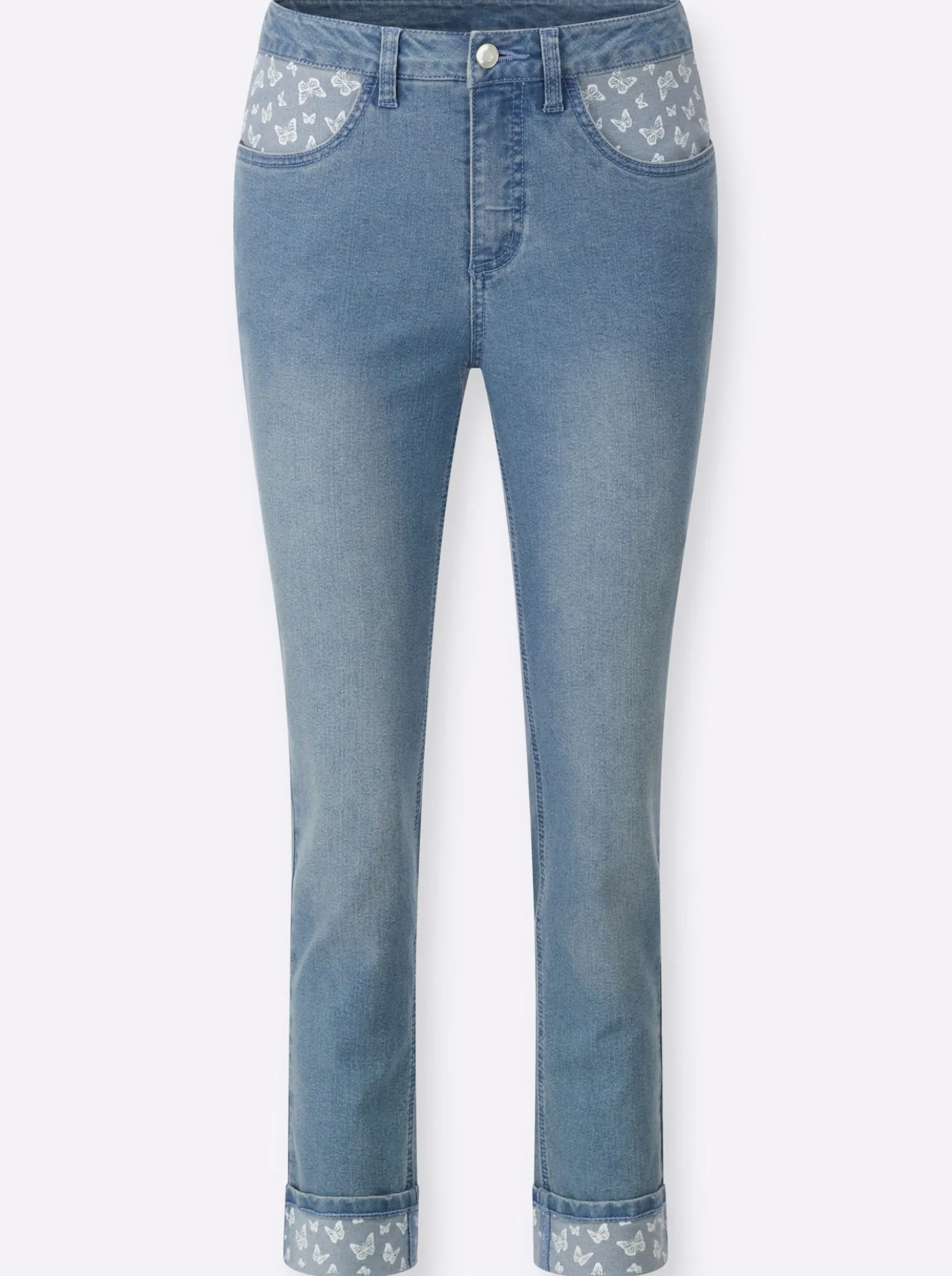 7/8-Jeans mit Schmetterlings-Einsätzen