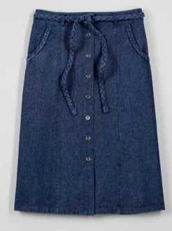 Jeansrock mit Flecht-Gürtel