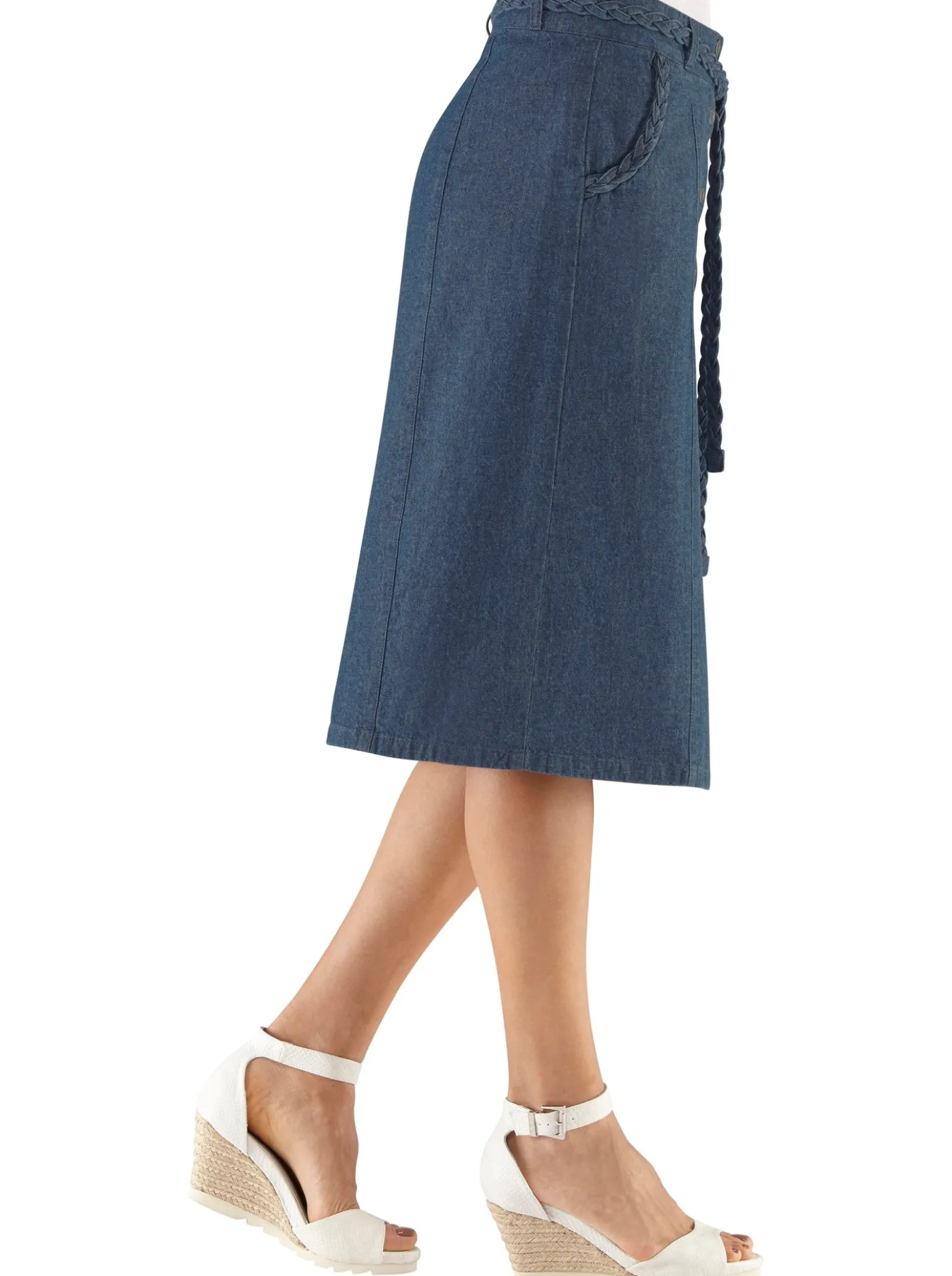 Jeansrock mit Flecht-Gürtel