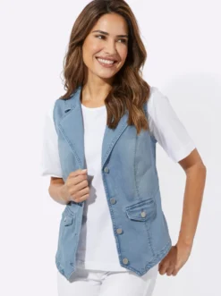 Jeansweste mit Reverskragen