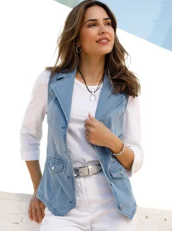 Jeansweste mit Reverskragen