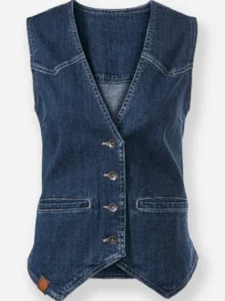 Jeansweste mit spitz zulaufendem Saum