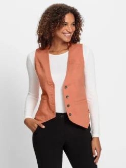 Jeansweste mit spitz zulaufendem Saum