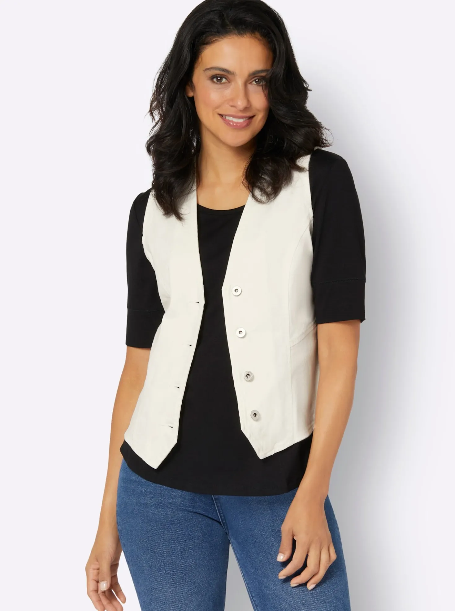 Jeansweste mit tailliertem Schnitt