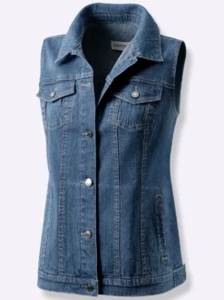 Jeansweste mit weitenverstellbarem Saum