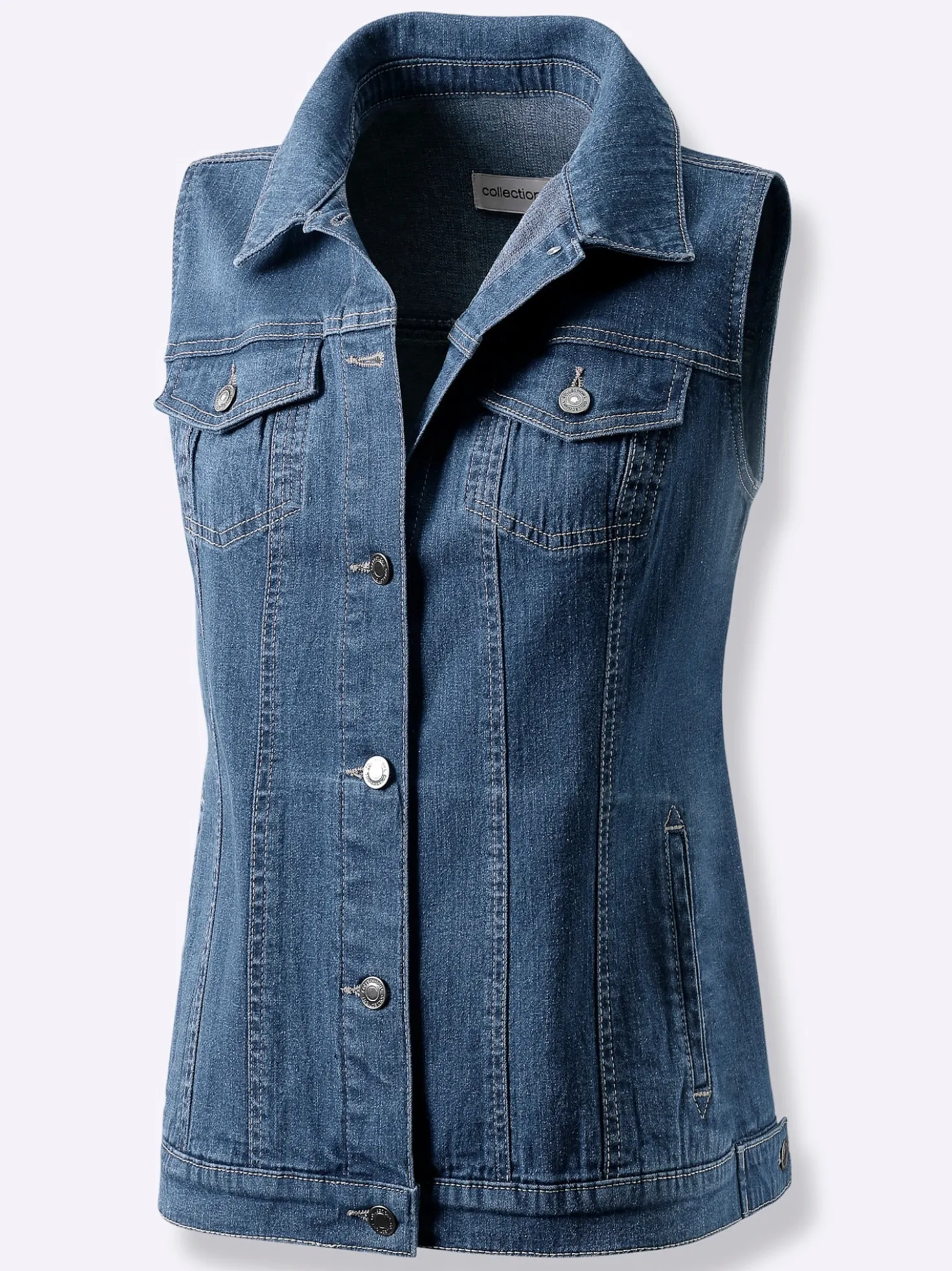 Jeansweste mit weitenverstellbarem Saum