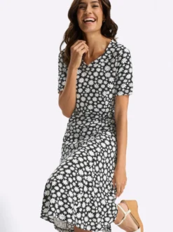 Jerseykleid im Blütendruck allover