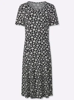 Jerseykleid im Blütendruck allover