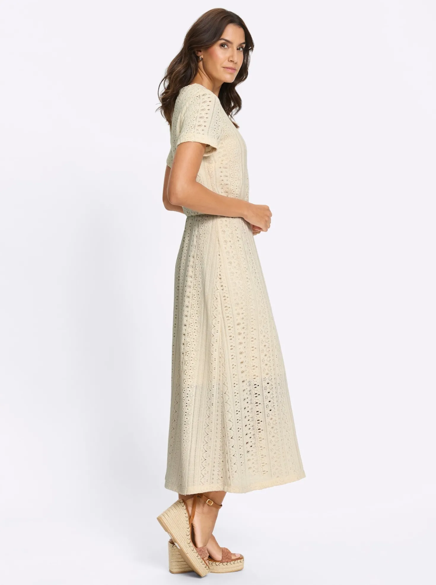 Jerseykleid im Häkel-Look