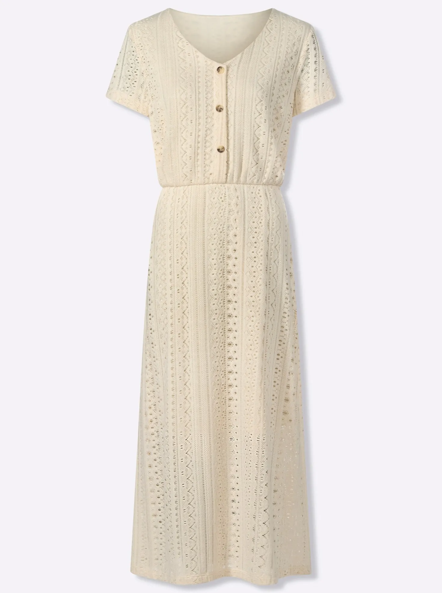 Jerseykleid im Häkel-Look