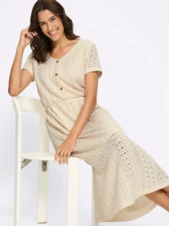 Jerseykleid im Häkel-Look